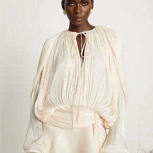 Miss Rosier EUGÉNIE Chic Cream Pleated Mini Dress